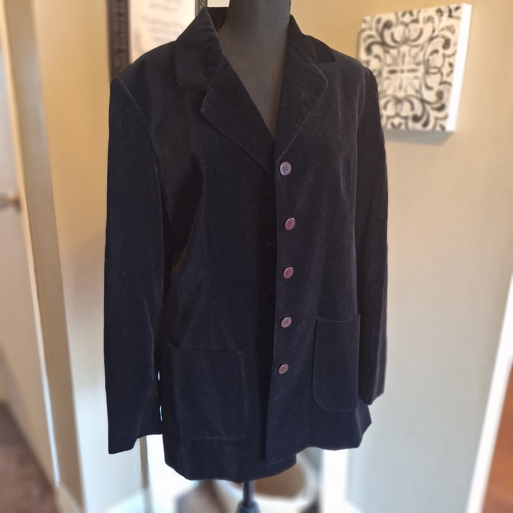Preston & York Black Velvet Blazer Button Front 14